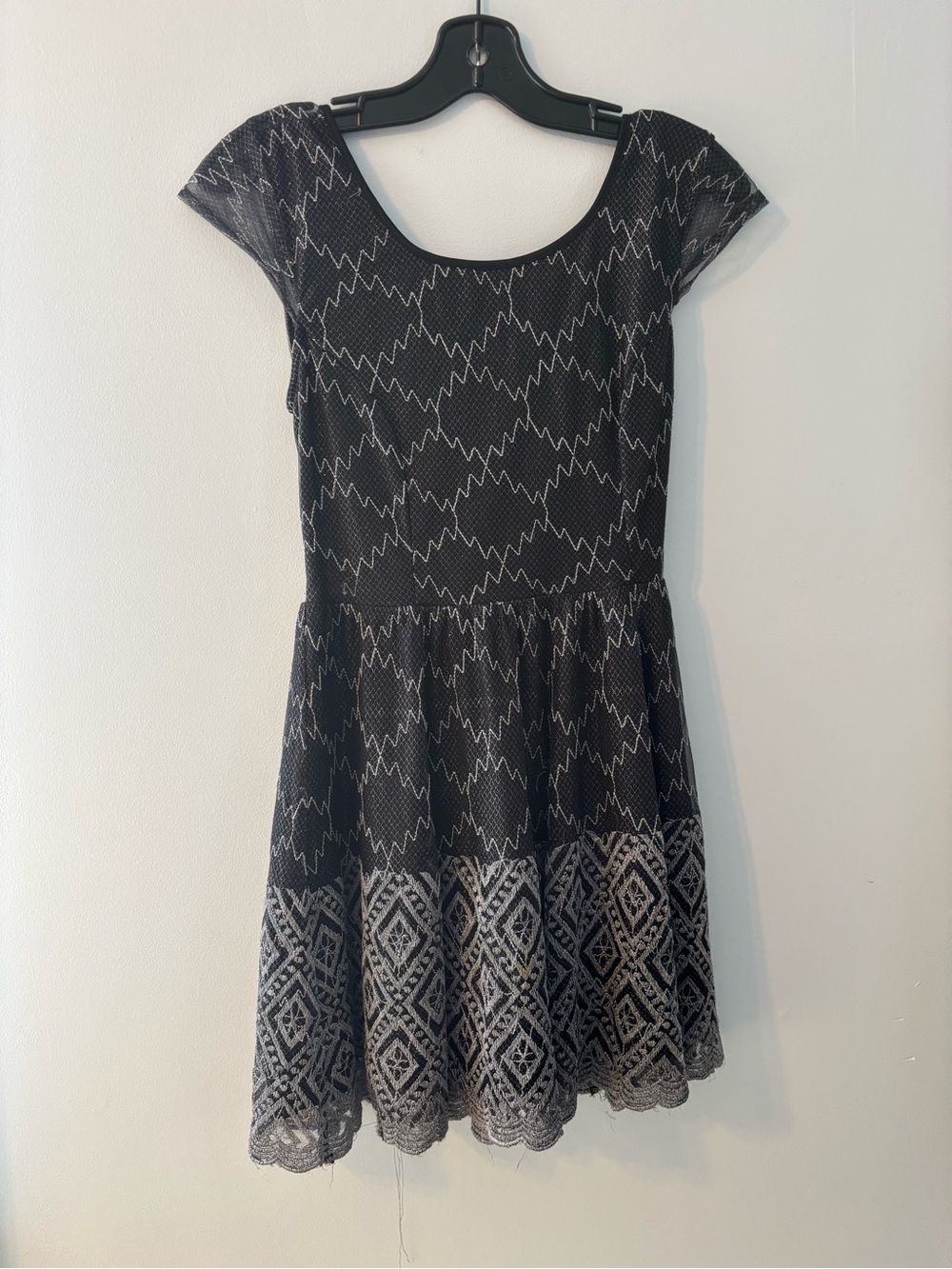 Pins & Needles lace Black and Gray Patterned Fit & Flare Mini Dress